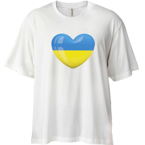 Футболка двонитка Oversize, Білий, Люблю Україну