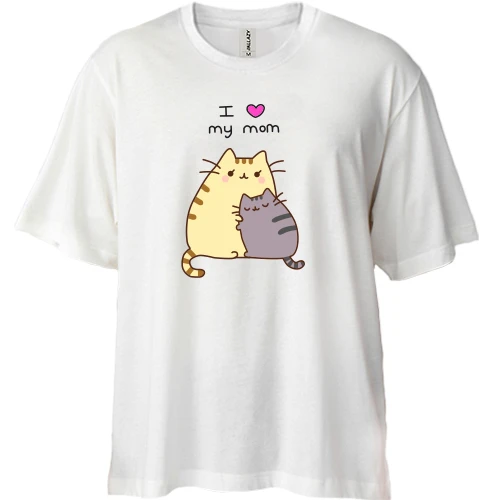Футболка двунитка Oversize, Белый, I love my mom (2)