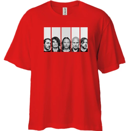 Футболка двунитка Oversize, Красный, Radiohead Band (2)