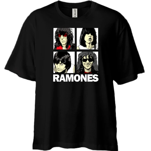 Футболка двунитка Oversize, Черный, Ramones (комикс)