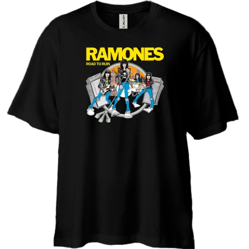Футболка двунитка Oversize, Черный, Ramones - Road to Ruin