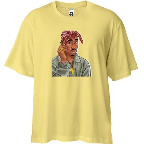 Футболка двунитка Oversize, Желтый, с 2PAC (иллюстрация)