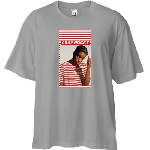 Футболка двунитка Oversize с Asap Rocky и полосками