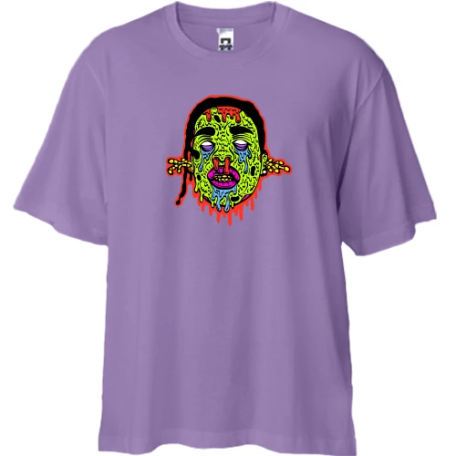 Футболка двонитка Oversize, Лавандовий, з Asap Rocky зомбі