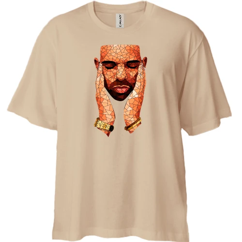 Футболка двунитка Oversize с Drake полигонами