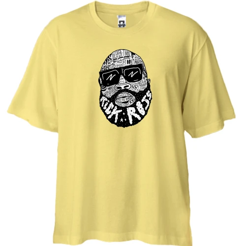 Футболка двонитка Oversize, Жовтий, з Rick Ross