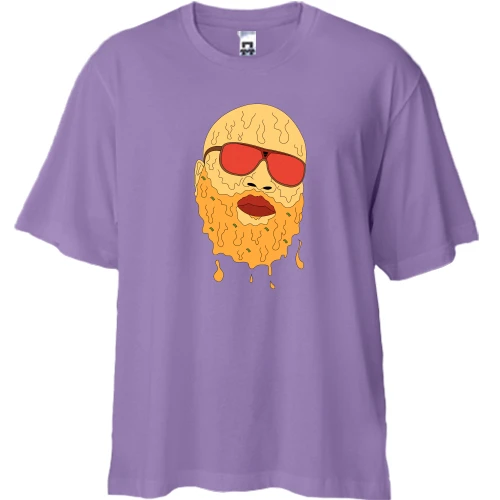 Футболка двунитка Oversize, Лавандовый, с Rick Ross в форме пиццы