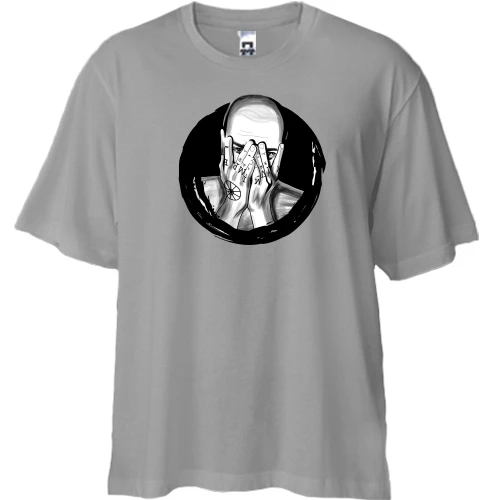 Футболка двунитка Oversize, Синий, с Оксимироном (арт)