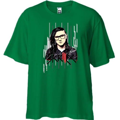 Футболка двунитка Oversize, Черный, со Skrillex