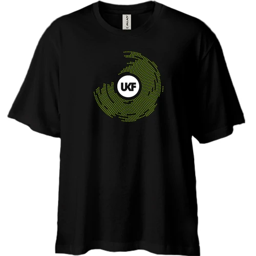 Футболка двонитка Oversize, Чорний, з UKF (лого)