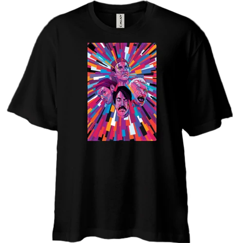 Футболка двунитка Oversize, Черный, Red Hot Chili Peppers ART