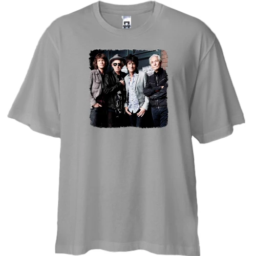 Футболка двунитка Oversize, Серый, Rolling Stones Band