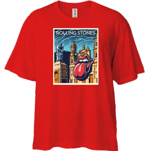 Футболка двонитка Oversize, Червоний, Rolling Stones Poster