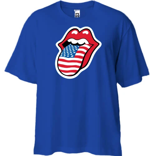 Футболка двунитка Oversize, Синий, Rolling Stones USA