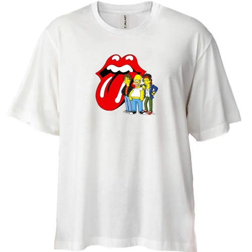 Футболка двунитка Oversize, Белый, Rolling Stones (Simpsons)