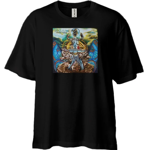 Футболка двонитка Oversize, Чорний, Sepultura Machine Messiah