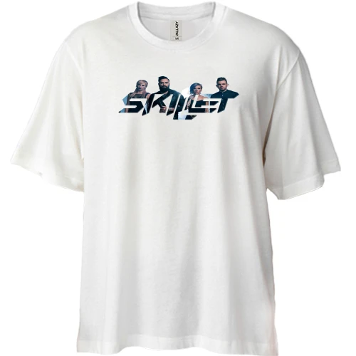 Футболка двунитка Oversize, Белый, Skillet Band