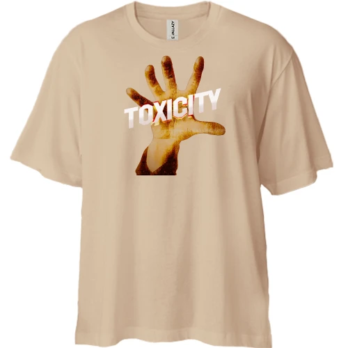 Футболка двунитка Oversize, Бежевый, System Of A Down - Toxicity