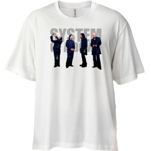 Футболка двонитка Oversize, Білий, System Of A Down Band