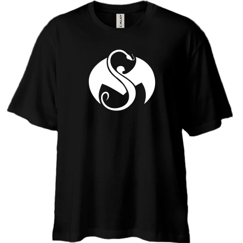 Футболка двонитка Oversize, Чорний, з логотипом Tech n9ne