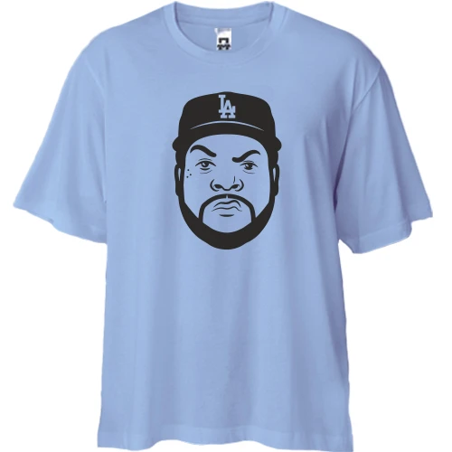 Футболка двонитка Oversize, Білий, з портретом Ice Cube