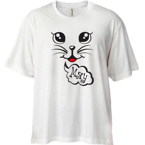 Футболка двунитка Oversize Мяу с мордочкой кота