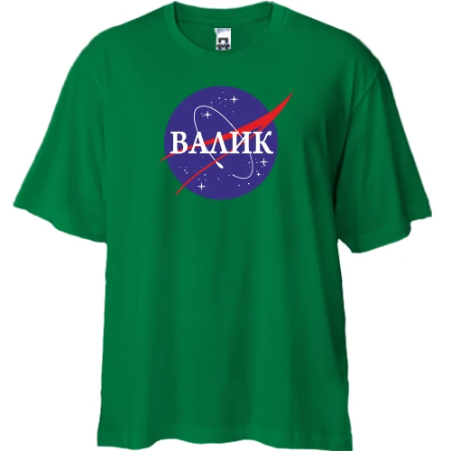 Футболка двунитка Oversize, Зеленый, Валик (NASA Style)