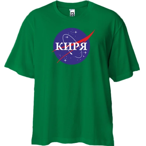 Футболка двунитка Oversize, Зеленый, Киря (NASA Style)