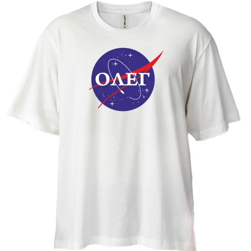 Футболка двунитка Oversize, Зеленый, Олег (NASA Style)