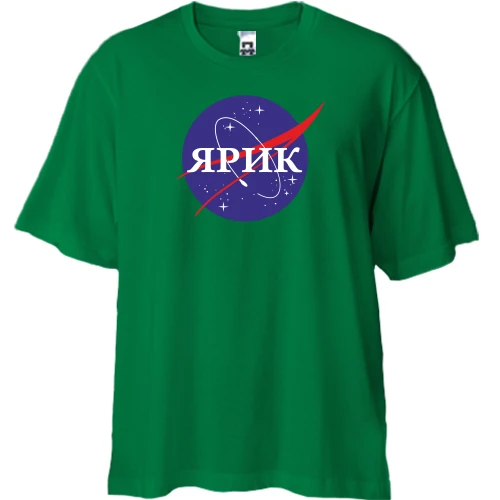Футболка двунитка Oversize, Зеленый, Ярик (NASA Style)