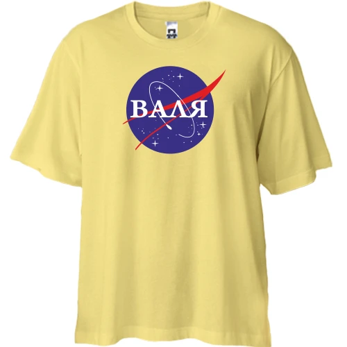 Футболка двунитка Oversize, Желтый, Валя (NASA Style)