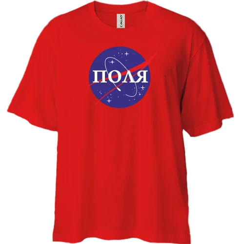 Футболка двунитка Oversize, Красный, Поля (NASA Style)