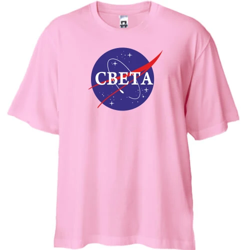 Футболка двунитка Oversize, Белый, Света (NASA Style)