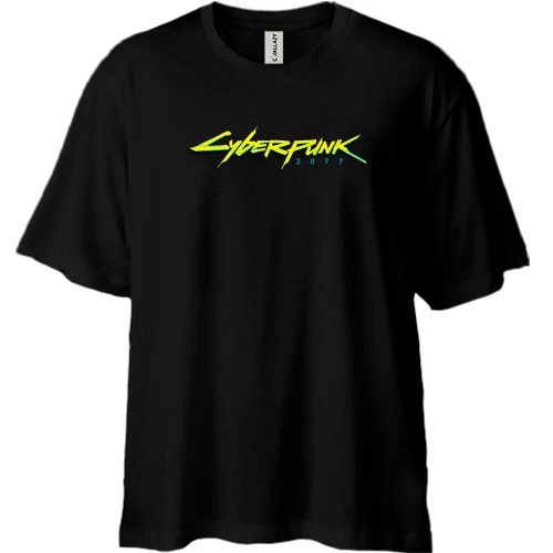 Футболка двунитка Oversize, Черный, Cyberpunk 2077