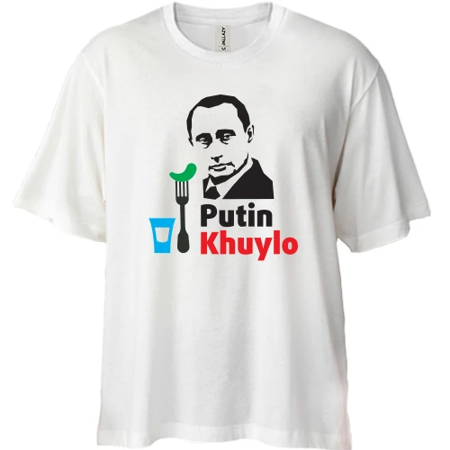 Футболка двонитка Oversize Putin - kh*lo (з чаркою горілки)