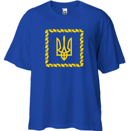 Футболка двунитка Oversize, Синий, с гербом Президента Украины