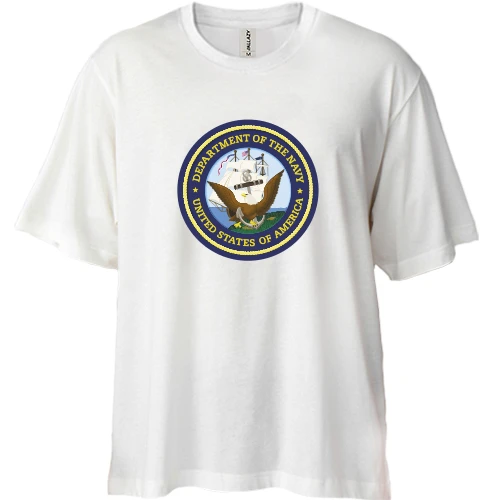 Футболка двунитка Oversize, Белый, NAVY (logo big)
