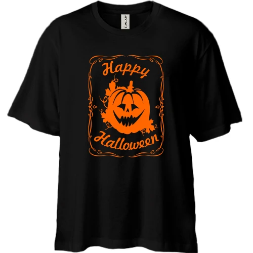 Футболка двунитка Oversize, Черный, Happy Halloween (Jack Daniels style)