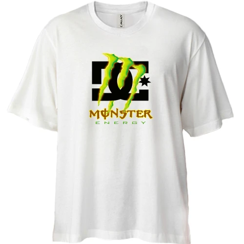 Футболка двонитка Oversize, Білий, DC Monster energy
