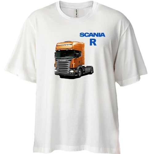 Футболка двунитка Oversize, Белый, Scania-R