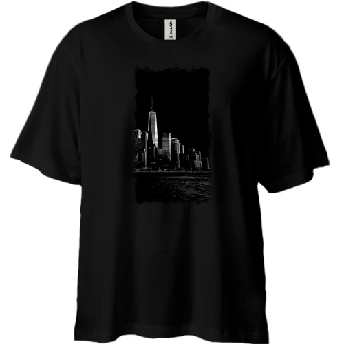 Футболка двонитка Oversize з нічним містом 2