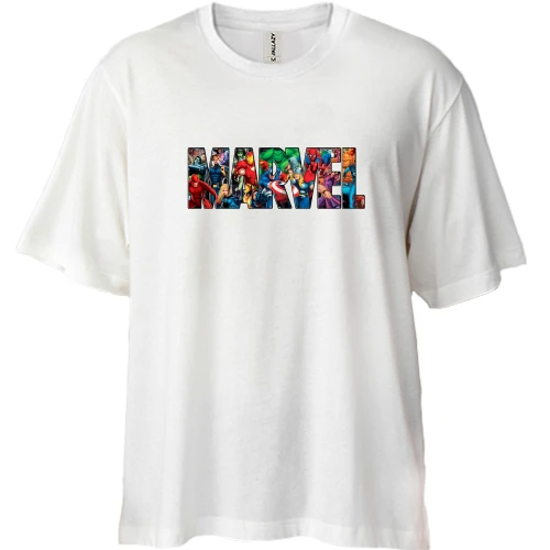 Футболка двунитка Oversize, Белый, Marvel art