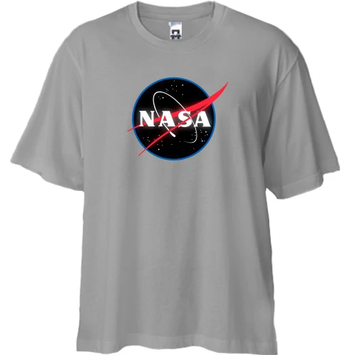 Футболка двонитка Oversize з логотипом Nasa (чорний)