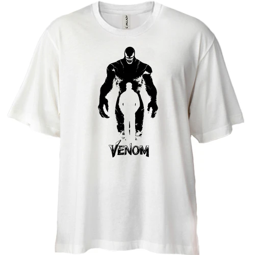 Футболка двунитка Oversize, Белый, с силуэтом "Venom"