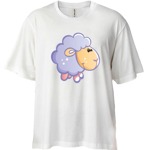 Футболка двонитка Oversize, Білий, з баранчиком
