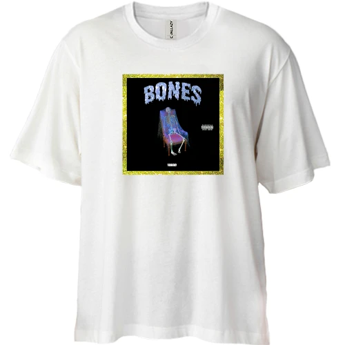 Футболка двунитка Oversize, Белый, с Bones