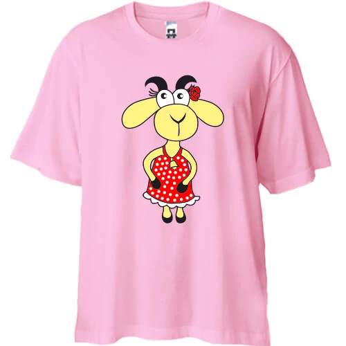 Футболка двонитка Oversize, Рожевий, з кізкою