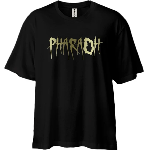 Футболка двонитка Oversize, Чорний, з логотипом PHARAOH