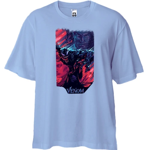 Футболка двунитка Oversize, Белый, с Веномом (Venom) арт