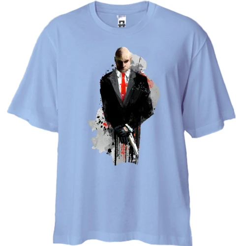 Футболка двунитка Oversize, Синий, с Hitman (арт)